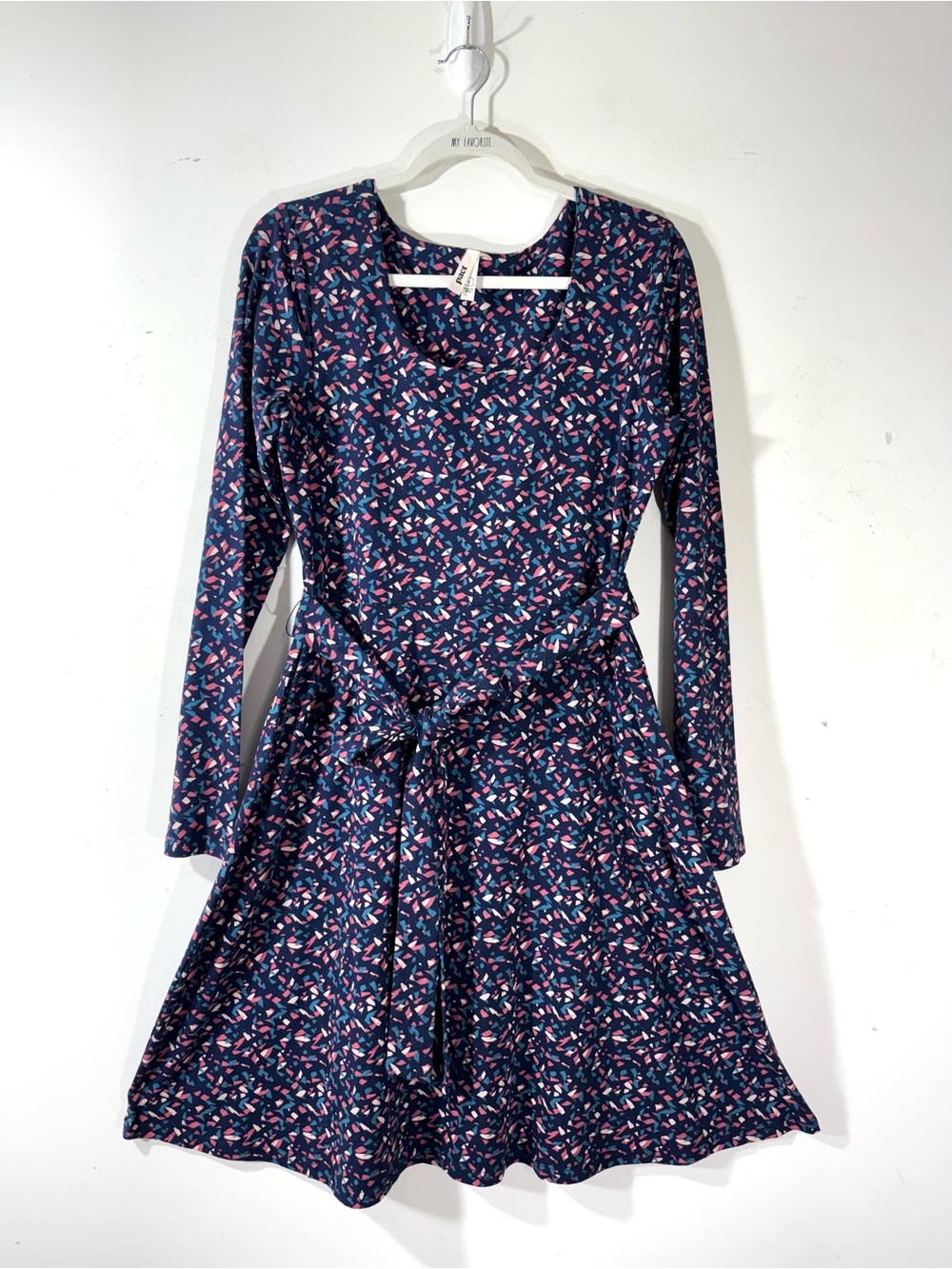 Pact Organic Cotton Fit & Flare Midi Dress Large Blue Confetti